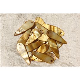 10pc - Dijes colgantes de nácar 35 mm Bronce dorado 4558550017741