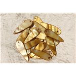 10pc - Perles Breloques Pendentifs Nacre Gouttes 35mm Marron Bronze Doré - 4558550017741