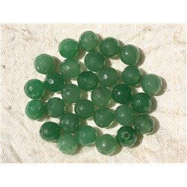 10pc - Stone Beads - Jade Faceted Balls 8mm Green 4558550017437 