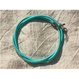1pc - Collana girocollo in seta blu turchese 3mm N1 46cm 4558550017796 