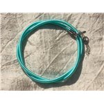 1pc - Collier Tour de cou 46cm Tissu Satin Soie Rond 3mm Bleu Turquoise - 4558550017796