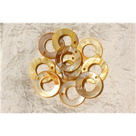 10pc - Colgantes de nácar Círculos con dijes 25 mm Amarillo 4558550017864