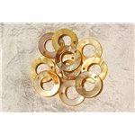 10pc - Breloques Pendentifs Nacre Cercles 25mm Jaune   4558550017864