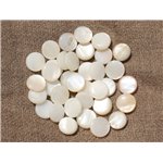 20pc - Perles Nacre Blanche Palets 10mm   4558550017895 