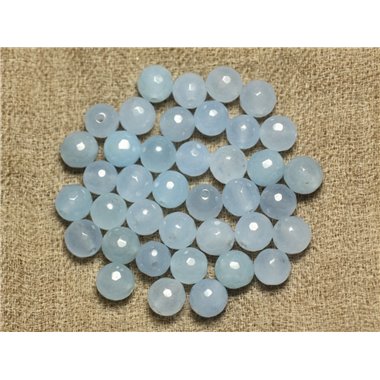 10pc - Perles Pierre - Jade Boules Facettées 8mm Bleu ciel clair pastel - 4558550019073