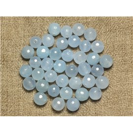 10Stk - Steinperlen - Jade Facettierte Kugeln 8mm Pastell Hell Himmelblau - 4558550019073
