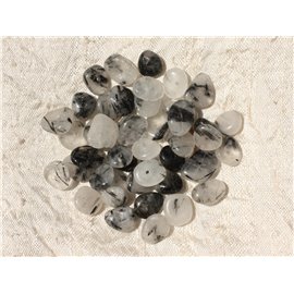 10pc - Stone Beads - Quartz Tourmaline Chips Palets 8-12mm 4558550017956