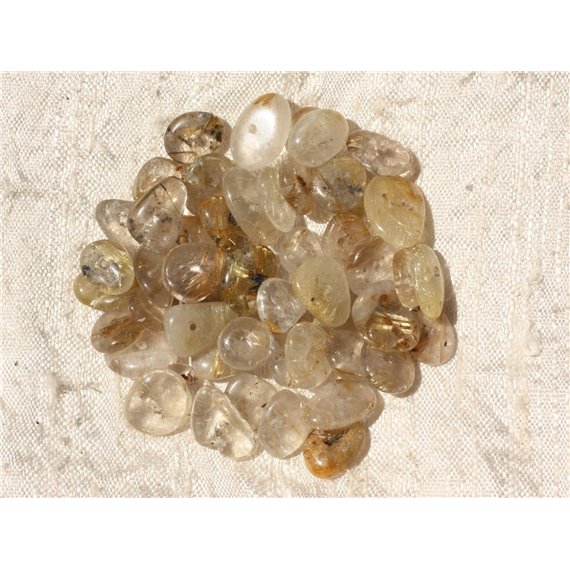 10pc - Perles Pierre - Quartz Rutile Doré Chips Palets Rondelles 8-13mm - 4558550018052