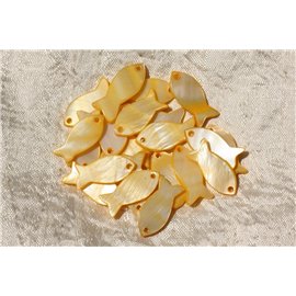 5pc - Yellow Mother of Pearl Pendants Charms 23mm 4558550018069