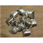 4pc - Breloques Pendentifs Métal Argenté Rhodium Coquillage 20mm   4558550018076