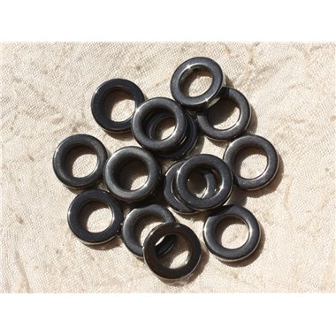 4pc - Perles Pierre Hématite Cercles Donuts Anneaux 16mm... 2