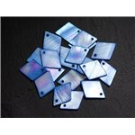 10pc - Perles Breloques Pendentifs Nacre Losanges 21mm Bleu   4558550018137