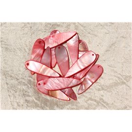 10pc - Mother of Pearl Pendant Charms 35mm Red Pink 4558550018250