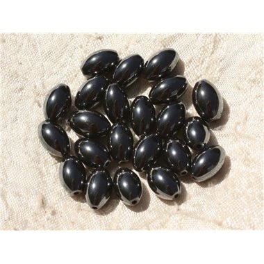 10pc - Perles Pierre - Hematite Olive Ovale Riz 12x8mm Gris Noir - 4558550018267