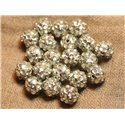 5pc - Perles Shamballas Résine 12x10mm Argenté et Transparent   4558550018274