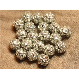 5 Stück - Shamballas Perlen Harz 12x10mm Silber und Transparent 4558550018274