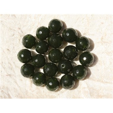 10pc - Perles de Pierre - Jade Boules Facettées 10mm Vert Sapin -  4558550018281 