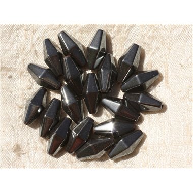 5pc - Perles de Pierre - Hématite Losanges Facettés 15x8mm   4558550018359