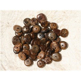 10pc - Perles Pierre Bronzite Chips Palets Rondelles 8-12mm Marron doré bronze - 4558550018366