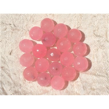 5pc - Perles de Pierre - Jade Boules Facettées 10mm Rose Bonbon - 4558550018380