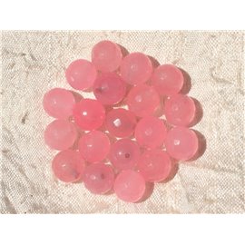 5pc - Stone Beads - Jade Faceted Balls 10mm Candy Pink - 4558550018380