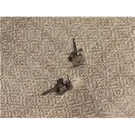 10 piezas - Clavos de soporte BO redondos de 5 mm con baño de plata y rodio 4558550018410