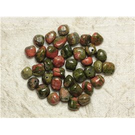 10pc - Stone Beads - Unakite Nuggets 8-10mm 4558550021489