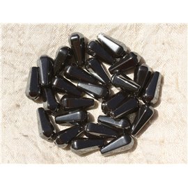 5pc - Stone Beads - Hematite Faceted Drops 16x8mm 4558550018540