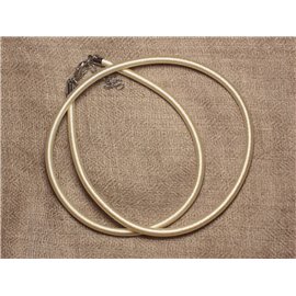 1pc - Silk choker necklace 48cm Cream white Ivory - 4558550018557 