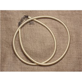 1st - Zijden choker ketting 48 cm Crème wit Ivoor - 4558550018557 