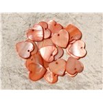 10pc - Breloques Pendentifs Nacre Orange Coeurs 18mm   4558550018601