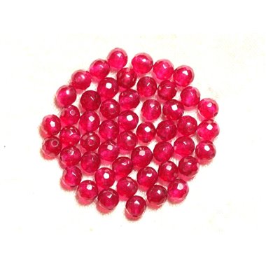 20pc - Perles de Pierre - Jade Boules Facettées 6mm Rose Framboise  4558550008305 