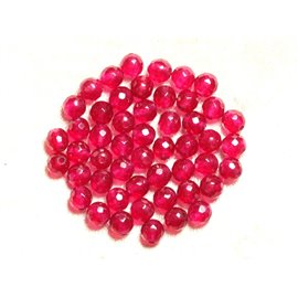 20pc - Perles Pierre - Jade Boules Facettées 6mm Rose Framboise Fuchsia - 4558550008305