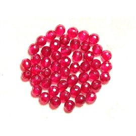 20pc - Stone Beads - Jade Faceted Balls 6mm Raspberry Pink 4558550008305 