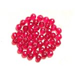 20pc - Perles de Pierre - Jade Boules Facettées 6mm Rose Framboise  4558550008305 
