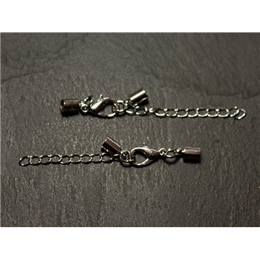 5pc - Fermoir Embouts et Chaîne Métal Argenté Rhodium 3.5mm   4558550018670