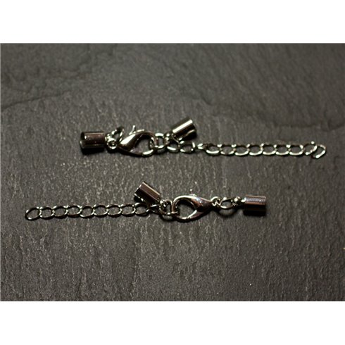 5pc - Fermoir Embouts et Chaîne Métal Argenté Rhodium 3.5mm   4558550018670
