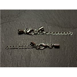 5pc - Ends and Chain Clasp in Silver Rhodium Metal 3.5mm 4558550018670