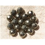 2pc - Perles de Pierre - Pyrite Dorée Boules Facettées 10mm   4558550018687