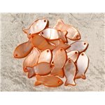 5pc - Breloques Pendentifs Nacre Orange Poissons 23mm   4558550018694