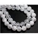 5pc - Perles de Pierre - Cristal de Roche Quartz Craquelé Boules 10mm   4558550018717 