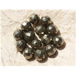 1pc - Perle de Pierre - Pyrite Dorée Boule Facettée 12mm   4558550018762