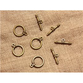 10 Stück - Verschlüsse Knebel T Metall Bronze Qualität Rund 13mm 4558550018830