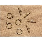 10pc - Fermoirs Toogle T Métal Bronze Qualité Rond 13mm   4558550018830