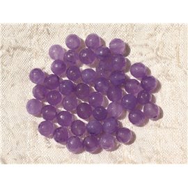 20pc - Stone Beads - Jade Faceted Balls 6mm Purple - 4558550018847 