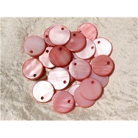 10pc - Pink Mother of Pearl Pendant Charms 15mm - 4558550018984 
