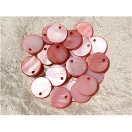 10Stk - Charms Anhänger Rosa Perlmutt rund 15mm - 4558550018984 