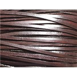 4 mètres - Corde Cordon Cuir Véritable Lanière plate 3mm Marron Café - 4558550019004