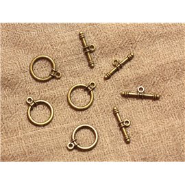 100pc - Toogle T Clasps Metal Bronze Quality Round 13mm 4558550019066