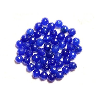 20pc - Perles de Pierre - Jade Boules Facettées 6mm Bleu Roi  4558550008725 